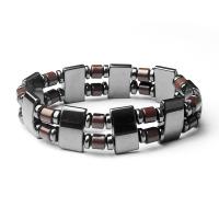 Hematite Bracelets, with Red Agate, polished, Unisex, mixed colors Approx 21 cm 