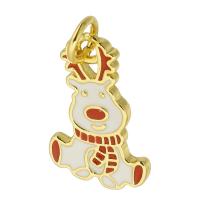 Enamel Brass Pendants, Deer, gold color plated, Christmas Design & fashion jewelry & DIY, two different colored Approx 3mm 
