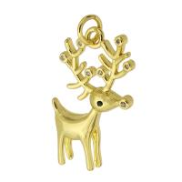 Cubic Zirconia Micro Pave Brass Pendant, Deer, gold color plated, Christmas Design & fashion jewelry & DIY & micro pave cubic zirconia, Crystal Gold Approx 3mm 