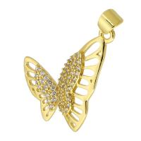 Cubic Zirconia Micro Pave Brass Pendant, Butterfly, gold color plated, fashion jewelry & DIY & micro pave cubic zirconia, gold Approx 4mm 