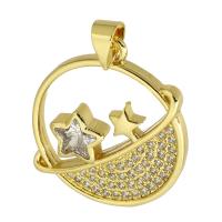 Cubic Zirconia Micro Pave Brass Pendant, gold color plated, fashion jewelry & DIY & micro pave cubic zirconia, gold Approx 3mm 