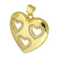 Cubic Zirconia Micro Pave Brass Pendant, Heart, gold color plated, fashion jewelry & DIY & micro pave cubic zirconia, gold Approx 4mm 