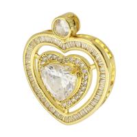 Cubic Zirconia Micro Pave Brass Pendant, Heart, gold color plated, fashion jewelry & DIY & micro pave cubic zirconia, gold Approx 2mm 