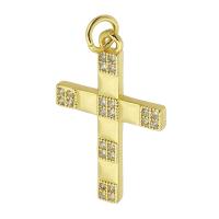Cubic Zirconia Micro Pave Brass Pendant, Cross, gold color plated, fashion jewelry & DIY & micro pave cubic zirconia, gold Approx 3mm 