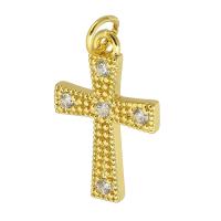 Cubic Zirconia Micro Pave Brass Pendant, Cross, gold color plated, fashion jewelry & DIY & micro pave cubic zirconia, gold Approx 3.5mm 
