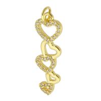 Cubic Zirconia Micro Pave Brass Pendant, Heart, gold color plated, fashion jewelry & DIY & micro pave cubic zirconia, gold Approx 3mm 