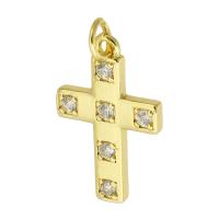 Cubic Zirconia Micro Pave Brass Pendant, Cross, gold color plated, fashion jewelry & DIY & micro pave cubic zirconia, gold Approx 2mm 