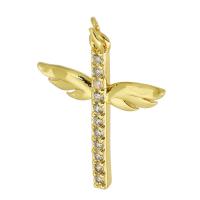 Cubic Zirconia Micro Pave Brass Pendant, Cross, gold color plated, fashion jewelry & DIY & micro pave cubic zirconia, gold Approx 3mm 