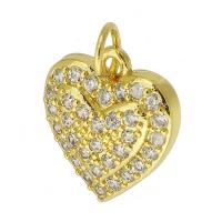 Cubic Zirconia Micro Pave Brass Pendant, Heart, gold color plated, fashion jewelry & DIY & micro pave cubic zirconia, gold Approx 3mm 