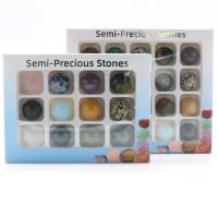 Perles de pierre gemme mixte, Rond, poli, envoyé au hasard & quantité différente pour le choix & DIY & aucun trou, couleurs mélangées, Vendu par boîte