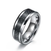 Tungsten Steel Finger Ring, Round, silver color plated, fashion jewelry & for man & epoxy gel, mixed colors, 8mm, 8/PC 
