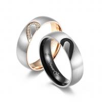 Couple Finger Rings, Titanium Steel, Round, plated, fashion jewelry & for couple 6mm 