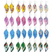 PU Leather Drop Earring, with Zinc Alloy, Teardrop, silver color plated, fashion jewelry & for woman 