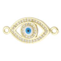 Cubic Zirconia Micro Pave Brass Connector, Eye, gold color plated, micro pave cubic zirconia & enamel & hollow Approx 1.5mm 
