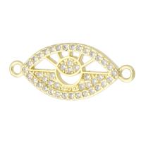 Cubic Zirconia Micro Pave Brass Connector, Eye, gold color plated, micro pave cubic zirconia & hollow Approx 1mm 