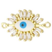 Cubic Zirconia Micro Pave Brass Connector, Eye, gold color plated, micro pave cubic zirconia & enamel Approx 1.5mm 