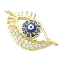 Cubic Zirconia Micro Pave Brass Connector, Eye, gold color plated, micro pave cubic zirconia & enamel & hollow Approx 1mm 