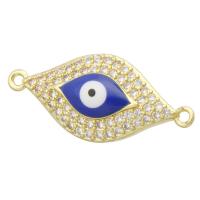Cubic Zirconia Micro Pave Brass Connector, Eye, gold color plated, micro pave cubic zirconia & enamel Approx 1mm 