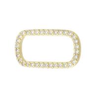 Cubic Zirconia Micro Pave Brass Connector, Rectangle, gold color plated, micro pave cubic zirconia & hollow 
