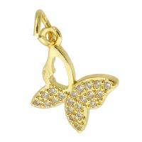 Cubic Zirconia Micro Pave Brass Pendant, Butterfly, gold color plated, fashion jewelry & DIY & micro pave cubic zirconia, golden Approx 3mm 