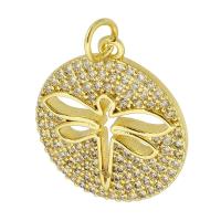 Cubic Zirconia Micro Pave Brass Pendant, Round, gold color plated, fashion jewelry & DIY & micro pave cubic zirconia, golden Approx 4mm 