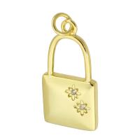 Cubic Zirconia Micro Pave Brass Pendant, Handbag, gold color plated, fashion jewelry & DIY & micro pave cubic zirconia, golden Approx 3mm 