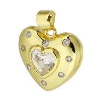 Cubic Zirconia Micro Pave Brass Pendant, Heart, gold color plated, fashion jewelry & DIY & micro pave cubic zirconia, golden 
