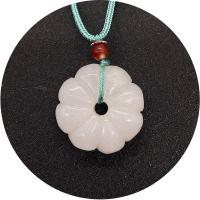 Natural Calcedony Pendant, White Chalcedony, with Polyester Cord purple .75 Inch 