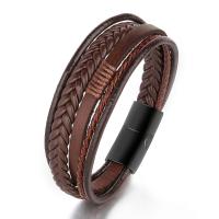 PU Leather Bracelet, with Titanium Steel, printing, fashion jewelry & for man 10mm Approx 8.46 Inch 