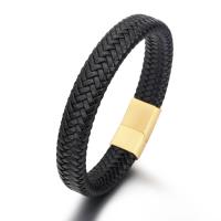 Leather Bracelet, with Titanium Steel, stoving varnish, fashion jewelry & Unisex 25*13mm,12mm Approx 8.27 Inch 