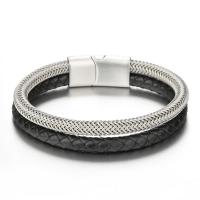 PU Leather Bracelet, with Titanium Steel, printing, Double Layer & fashion jewelry & for man Approx 7.87 Inch 