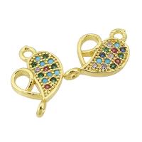 Cubic Zirconia Micro Pave Brass Connector, gold color plated, DIY & micro pave cubic zirconia, multi-colored Approx 2mm 