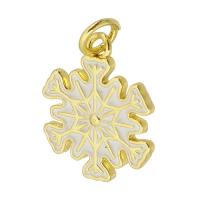 Enamel Brass Pendants, Snowflake, gold color plated, fashion jewelry & DIY, golden 