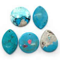 Natural Turquoise Pendants, 5 pieces & DIY, blue, 35x45- 