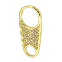 Zipper Head, Brass, gold color plated, fashion jewelry & DIY & micro pave cubic zirconia, golden 