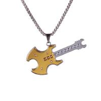 Men Sweater Chain Necklace, Titanium Steel, with zinc alloy pendant, Guitar, plated, for man Approx 27.6 Inch 