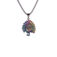 Titanium Steel Sweater Necklace, with zinc alloy pendant, colorful plated & for man, multi-colored Approx 27.6 Inch 