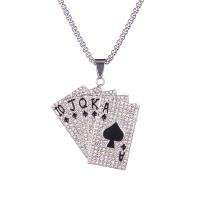 Men Sweater Chain Necklace, Titanium Steel, with zinc alloy bail, Poker & for man & enamel & with rhinestone Approx 27.6 Inch 