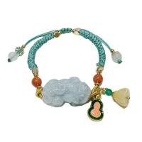 jadéite Bracelet à, jade, avec cordon de polyester & alliage de zinc, pour femme & émail, couleurs mélangées, 25mm Environ 21 cm, Vendu par PC