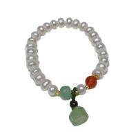 Agate Pearl Bracelets, Freshwater Pearl, with Agate, for woman, mixed colors Approx 21 cm 