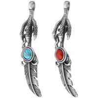 Stainless Steel Pendants, 316 Stainless Steel, with turquoise, fashion jewelry & DIY & blacken Approx 6mm 