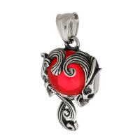 Stainless Steel Pendants, 316 Stainless Steel, with Dyed Jade, Lobster, fashion jewelry & DIY & blacken, red Approx 5mm 