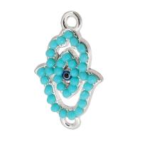 Resin Zinc Alloy Connector, with Resin, Evil Eye Hamsa, plated, DIY & 1/1 loop Approx 2mm 