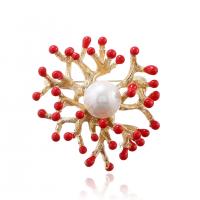 Shell Brooch, Zinc Alloy, with Shell, gold color plated, for woman & enamel 