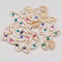 Natural Seashell Pendant, Shell, DIY & evil eye pattern & enamel 14x18- 