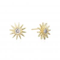 Brass Stud Earring, plated, micro pave cubic zirconia & for woman 9.4mm 