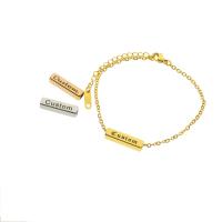 304 Stainless Steel Bracelet, with 1.97inch extender chain, Vacuum Ion Plating, Each custom text must be less than 10 letters & fashion jewelry & Unisex Approx 6.69 Inch 