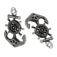 Stainless Steel Ship Wheel & Anchor Pendant, 316 Stainless Steel, fashion jewelry & DIY & blacken, black Approx 7.5mm 