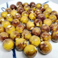 Printing Porcelain Beads, Round, glazed, DIY, yellow, 18mm, Approx 