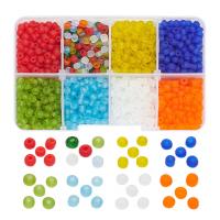 Mixed Glass Seed Beads, Glass Beads, with Plastic Box, Round, DIY & frosted, mixed colors 
